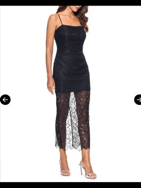 Aqua Lace Overlay Dress, Size S